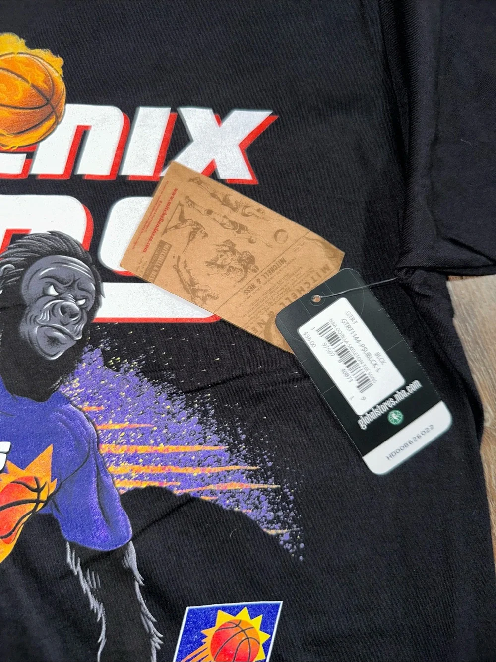 Phoenix Suns gorilla mascot hardwood classic Mitchell & Ness t-shirt large